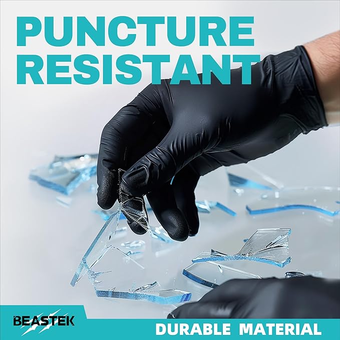 Beastek Black Disposable Nitrile Exam Gloves 100 Pcs 4Mil Chemical Resistant - Image 4