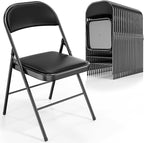 VINGLI 20 Pack Folding Chairs with Padded Seats, Metal Frame with Pu Leather Seat & Back, Capacity 350 lbs, Black by VINGLI