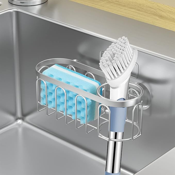 Yazoni 2-in-1 Sponge Holder for Kitchen Sink, Sink Caddy Kitchen Sink Organizer - Image 5