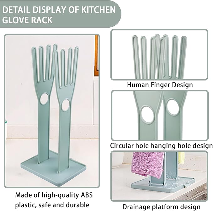 Kitchen Gloves Holder Mitten Dryer Reusable Plastic Dish Washing Rack Sink - Image 4
