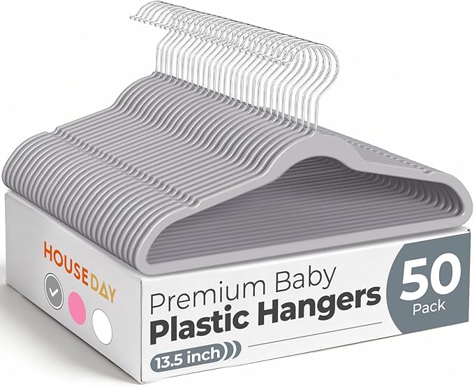 HOUSE DAY 13.5 Inch Kids Hangers 50 Pack by HOUSEDAY