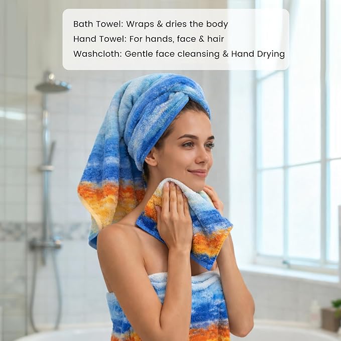 SEMAXE Bath Towel Set of 8 Include 2 Bath Towels, 2 Hand Towels, 4 Washcloths - Image 7