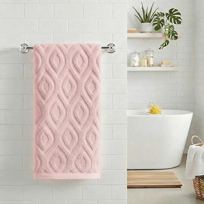 Artoid Mode 1 Pc Pink 3D Diamond Grid Jacquard Hand Towels - Image 2