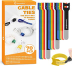 70 Pack Assorted Cable Ties Multi-Color by Summerbrite