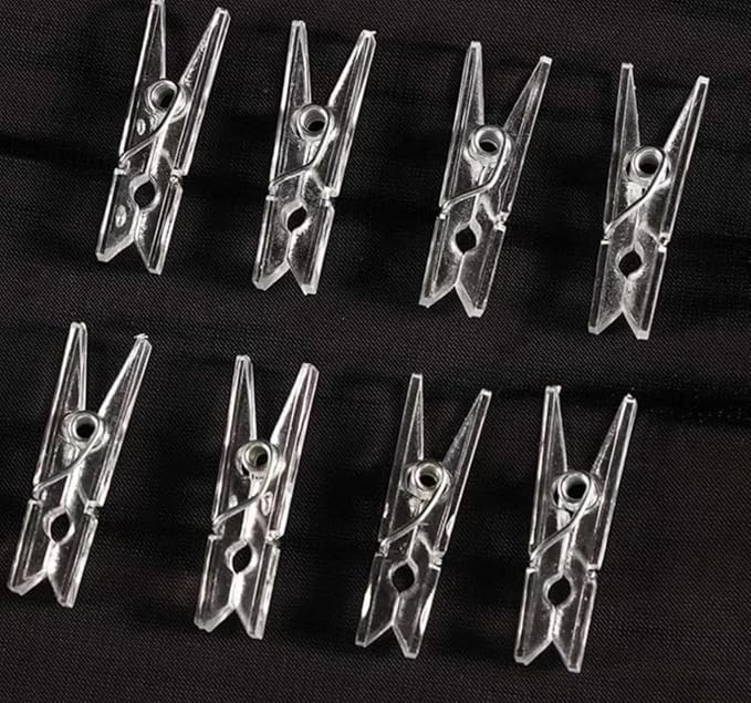 20Pcs Clear Plastic Clothes Pins, Clothes Line String Clips, Mini Clothes Pins by GANPUB