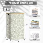 BALEINE Laundry Hamper with Lid, Tall Laundry Baskets with Bamboo Pull Handles - Image 4