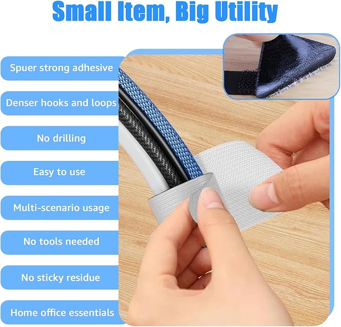 80PCS Hook and Loop Cable Ties, Hook and Loop Cable Straps, Under Desk Cable - Image 4