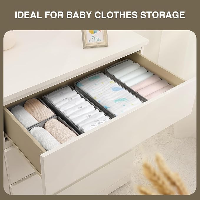 DIMJ Drawer Organizer Clothes Set of 8, Foldable Closet Drawer Organizer - Image 3