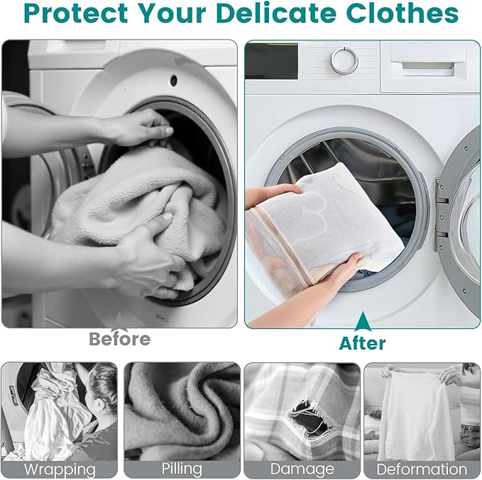 6Pcs Durable Cotton Mesh Laundry Bags - Image 3