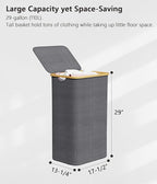 SUOCO Laundry Hamper with Lid, 29 Gal Clothes Basket with Bamboo Handles - Image 5