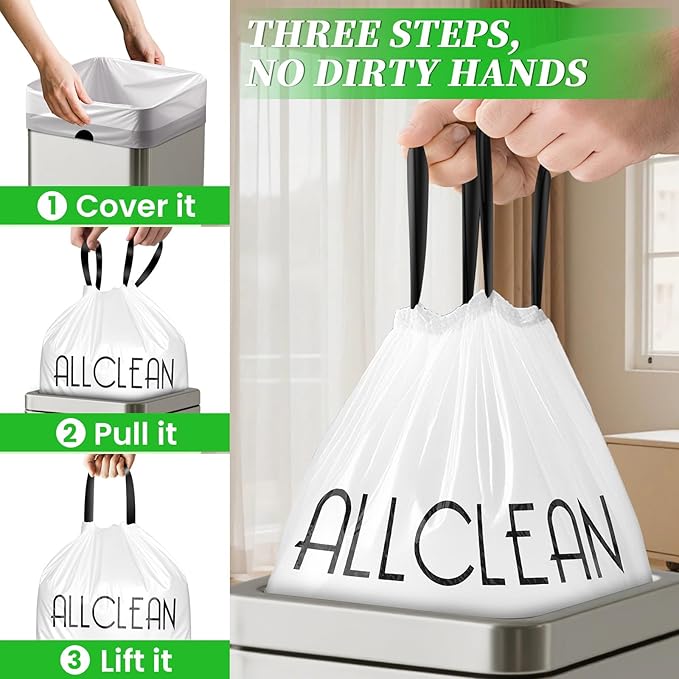 Trash Bags 15 Gallon Tall Kitchen Drawstring Garbage Bags, Fit 13-15 Gal Bins - Image 3