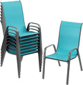 TLSUNNY Patio Chairs, Stackable Textilene Outdoor Dining Furniture for All Weather, with 17.7″ Wide Seat & Metal Frame, for Garden, Backyard, Deck, Restaurant, Poolside (8, Turquoise Blue, 26.4″) by TLSUNNY