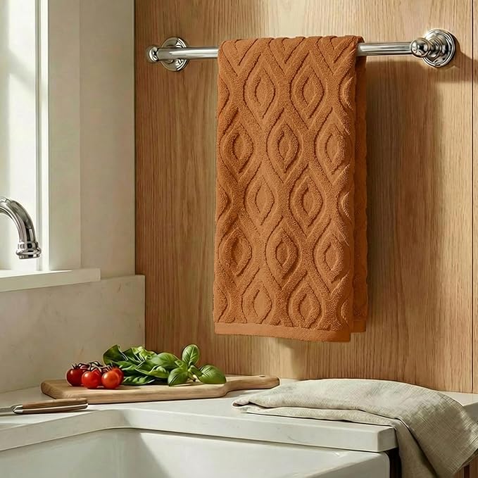 Artoid Mode 1 Pc Caramel 3D Diamond Grid Jacquard Hand Towels - Image 3
