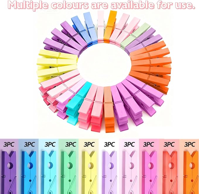 30 Pcs Colored Clothespins, 10 Colored Clothes Pins Each 3 Pcs, 2.9 Inch - Image 4