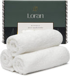 White Washcloths Set of 6 Soft Facial Cloths 10” x 10” 100% Viscose Derived by Loran
