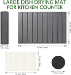 Stone Dish Drying Mat for Kitchen Counter, Large Dark Gray Foldable - Image 5