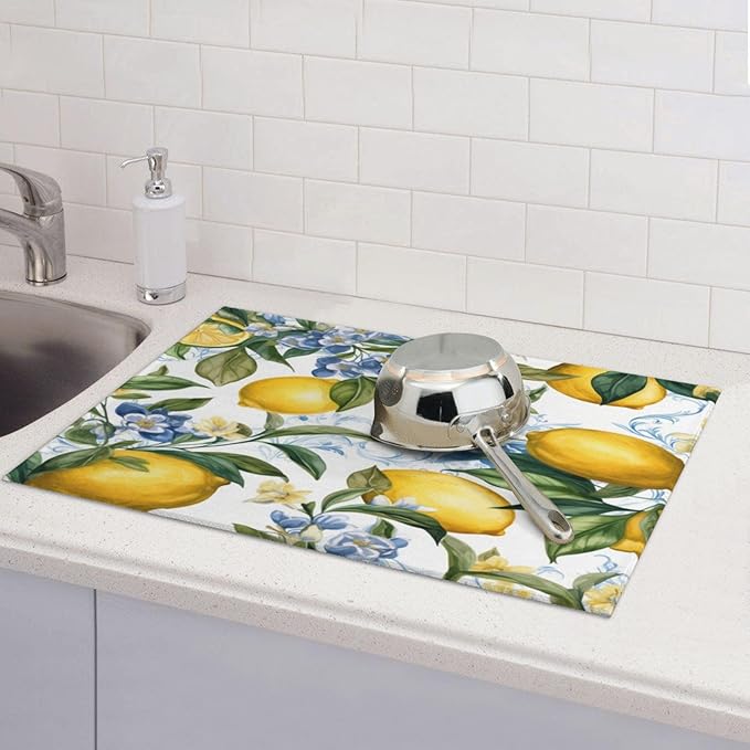 Lemon Dish Drying Mat for Kitchen Counter Protector and Decoration Super - Image 3