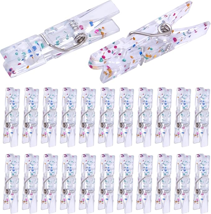 Aylifu 100pcs Transparent Plastic Clothespins Clips Glittering Photo Paper by Aylifu