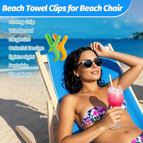 12 Pcs Beach Towel Clips for Beach Chairs, Heavy Duty Clothespins Towel Holder - Image 2