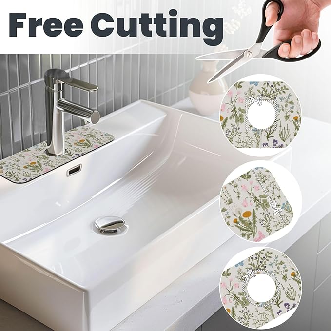 Vintage Color Plants Herbs Floral Butterfly Botanical Kitchen Sink Splash Guard - Image 3