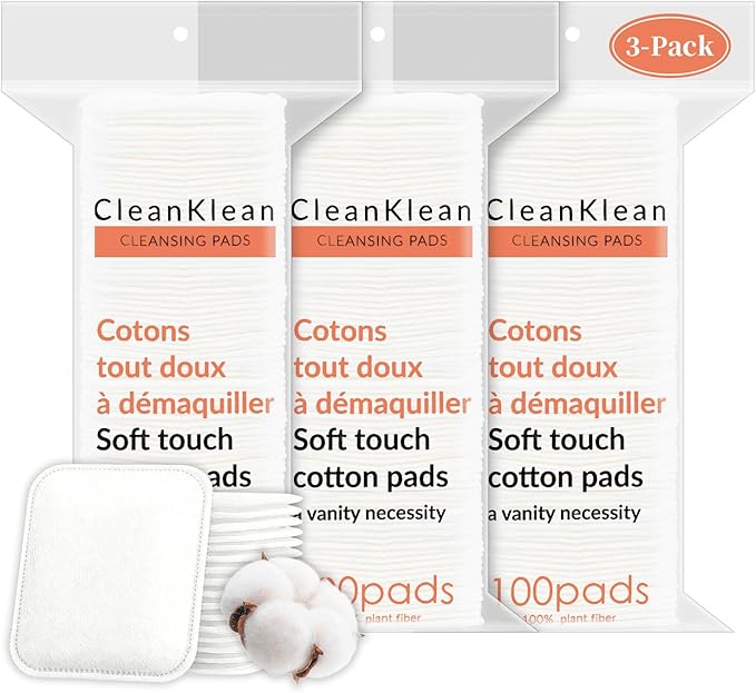 Premium Pure Cotton Pads 300 Count, Soft & Lint-Free Upgraded Edge Stitching by Unknown