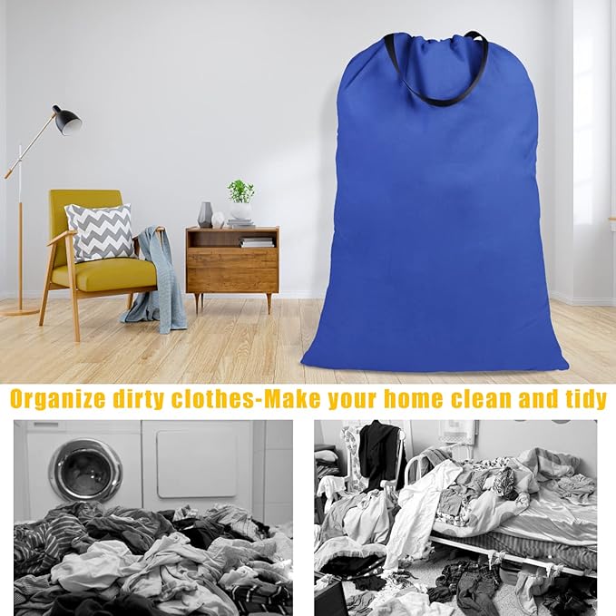 Cotton Canvas Laundry Bag with Handles & Drawstring Straps, Heavy Duty Extra - Image 7