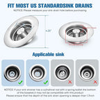Sink Drain Strainer Kitchen Sink Drain Strainer&Sink Stopper, Stainless Steel - Image 5