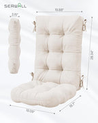 SERWALL HDPE Outdoor Rocking Chair Cushion Set of 4, Memory Foam Cushion Beige - Image 3
