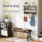 Two-Tier Wall Shelf with Hooks, Entryway Key Hooks - Image 5