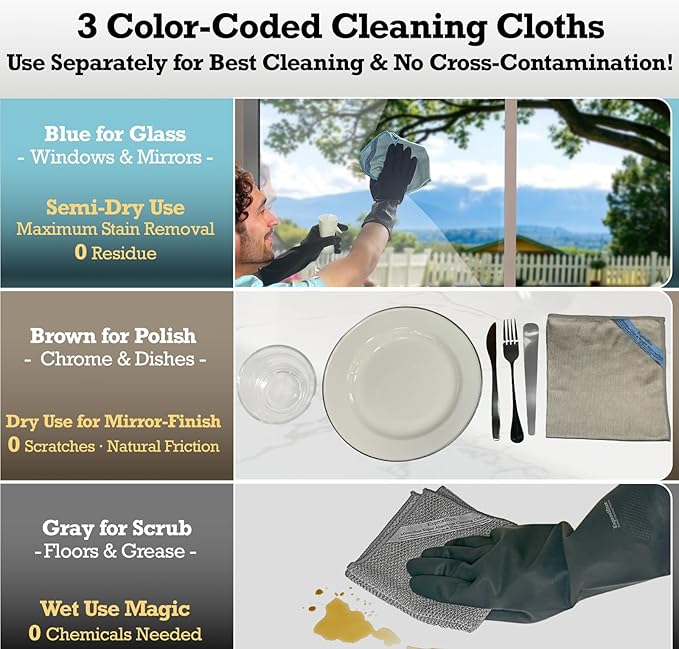 Lint-Free Streak-Free Glass Cleaning Cloth 3-Pack - Image 4