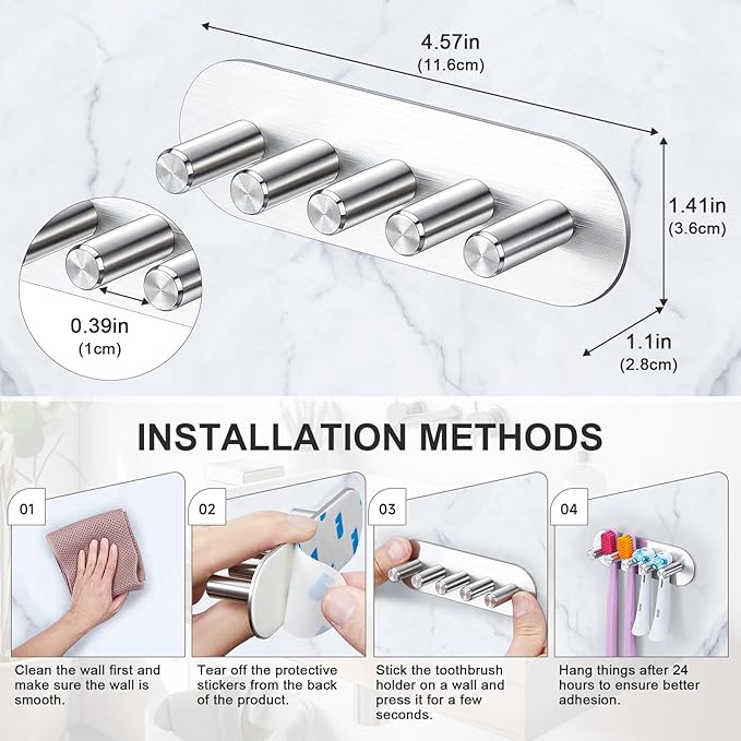 Electric Toothbrush Head Holder, Toothbrush Holders Wall Mounted, Adhesive - Image 9