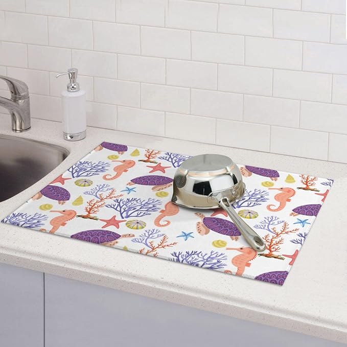 Purple Beach Sea Turtle Dish Drying Mat 18x24 - Image 7