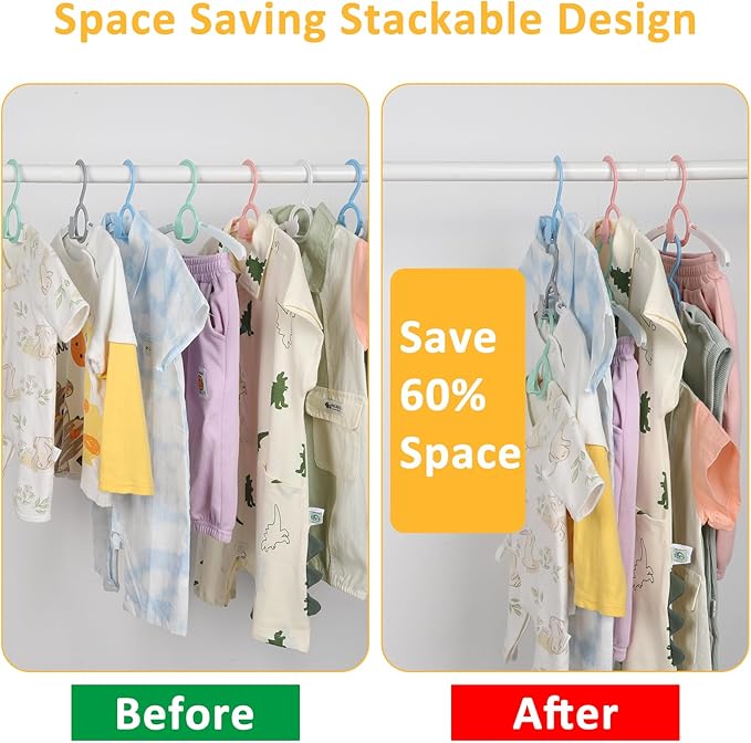 30 Pack Baby Hangers, Non-Slip Kids Hangers, Space Saving Plastic Hanger - Image 4
