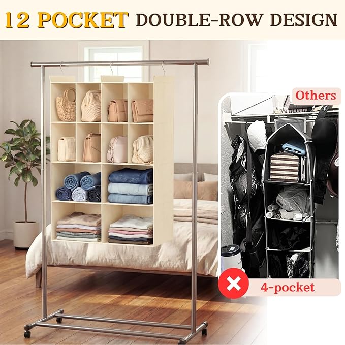 Ofiray-home 4 Tier Hanging Closet Organizer, 12 Compartments Sweater Organizer - Image 4