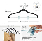 HOUSE DAY Velvet Hangers with Adjustable Clips 20 Pack, Non-Slip Suit Organizer - Image 2