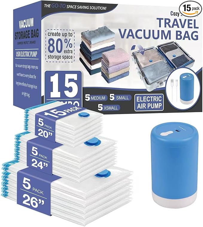 Cozy Essential Travel Vacuum Storage Bags by CozyEssential