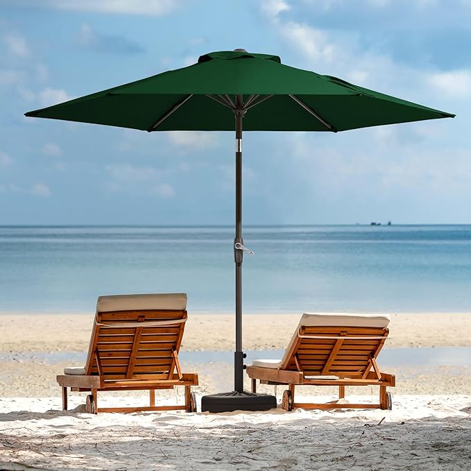 JEAREY 7.5FT Patio Umbrella Outdoor Market Umbrella with 6 Sturdy Ribs, Push Button Tilt/Crank Table Umbrella for Garden, Deck, Backyard and Pool, Dark Green - Image 8