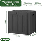 EasyUp 33 Gallon Resin Deck Box Waterproof, UV Resistant Outdoor Storage Box for Delivery, Porch, Patio and Garden, Stripe Black - Image 2