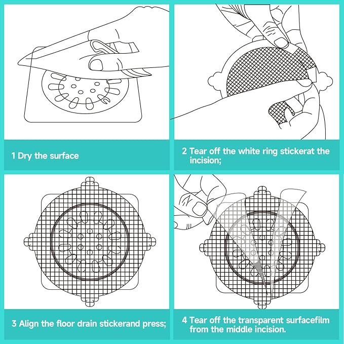 30 Pack Disposable Shower Drain Hair Catcher Shower Drain Mesh Stickers - Image 7