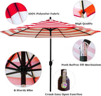 Sunnyglade 9' Patio Umbrella Outdoor Table Umbrella with 8 Sturdy Ribs (Red and White) - Image 3
