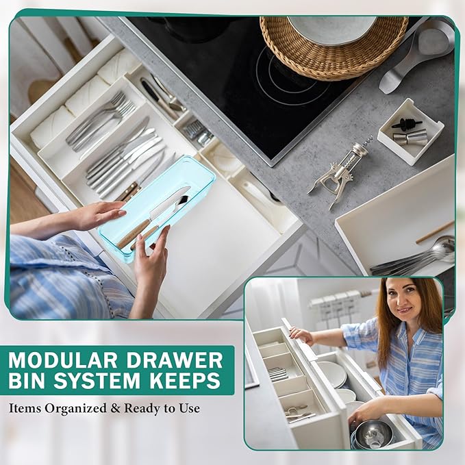 Maitys 12 Pcs Clear Drawer Organizer 9 x 3 x 2 Inches Plastic Rectangle Trays - Image 5