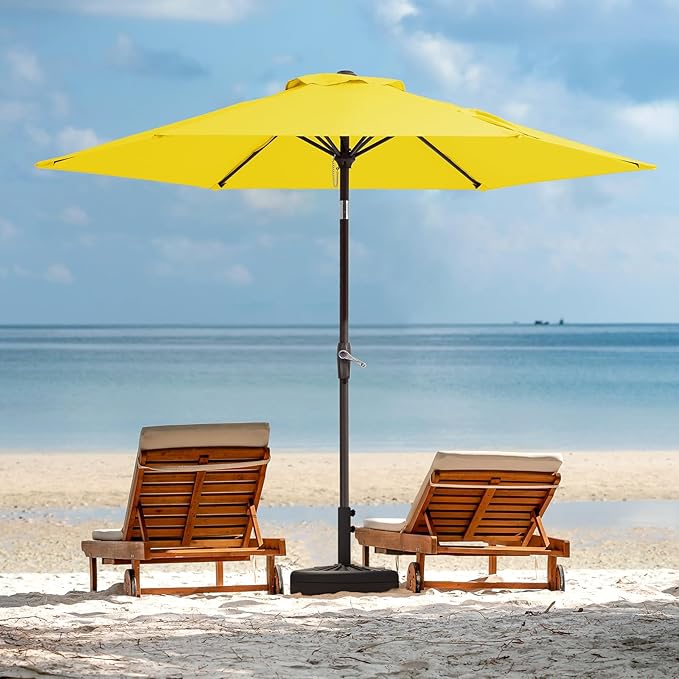 JEAREY 7.5FT Patio Umbrella Market Table Umbrella with 6 Sturdy Ribs, Push Button Tilt/Crank Outdoor Umbrella for Garden, Deck, Backyard, Pool and Beach,Yellow - Image 6
