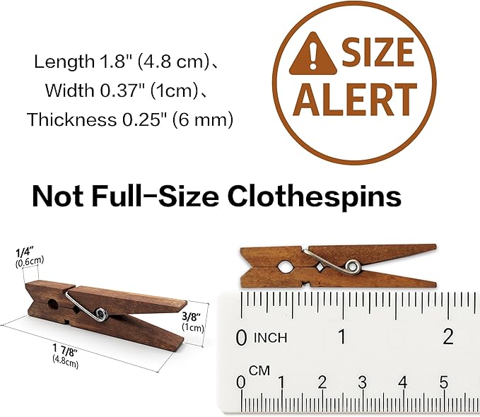 LWR CRAFTS Wooden Small Clothespins 1-7/8" 4.8cm 50 Pieces Per Pack - Image 2
