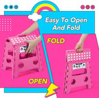 Delxo Folding Step Stool, 13 inch Non-Slip Foldable Stools for Kids & Adults Up to 300 LBS, Step Stool with Handle, Lightweight for Kitchen, Bathroom, Bedroom, Garden, Rose Pink, 1PC - Image 7