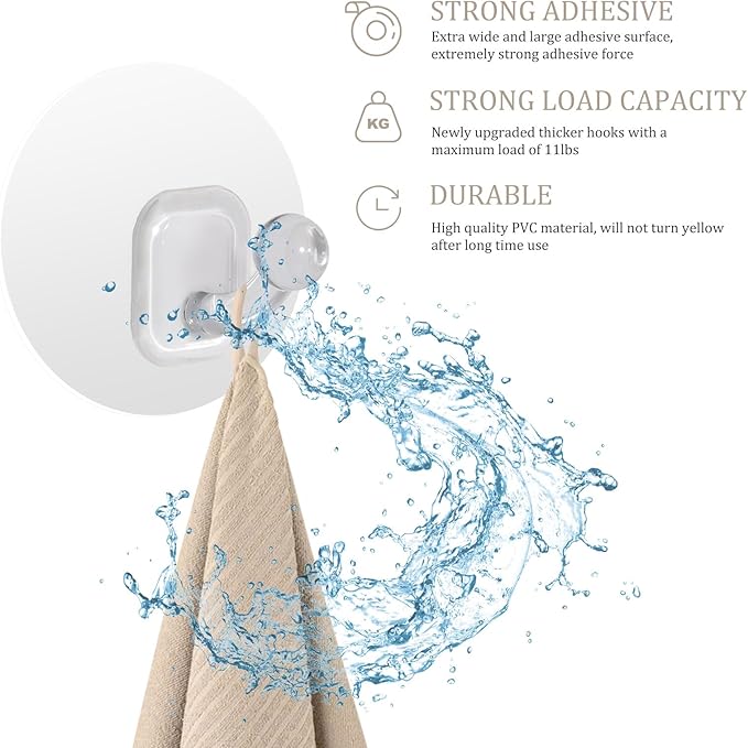 Uten Adhesive Hooks for Hanging 10 Pack, Heavy Duty Wall Hooks 11 lbs, Self - Image 5
