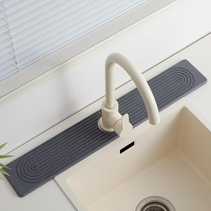 Stone Faucet Mat for Kitchen Sink，Super Absorbent Diatomite Fast Drying Stone by FATILINHOME