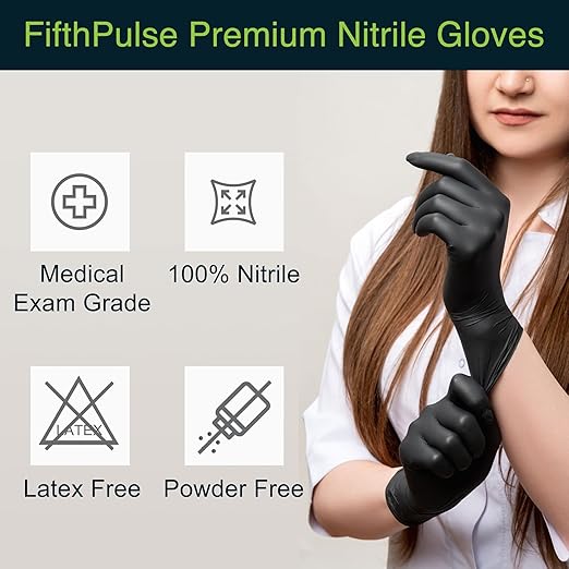 Black Nitrile Disposable Gloves X Large, Dental and Surgical Grade - Image 5