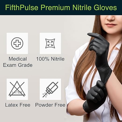Disposable Black Nitrile Gloves X Small 50 Count - Image 6