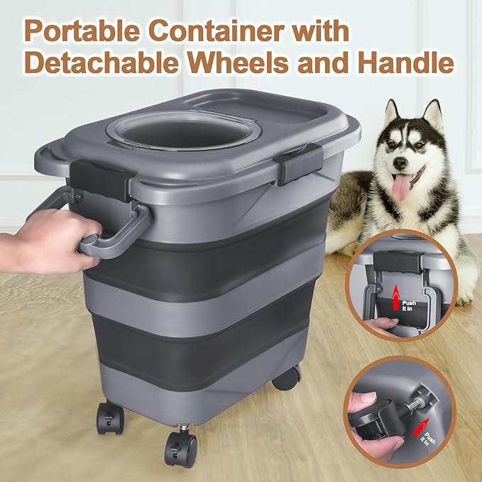 Dog Food Storage Container，2 Pack 25 lbs Airtight Collapsible Cat Food Storage - Image 3