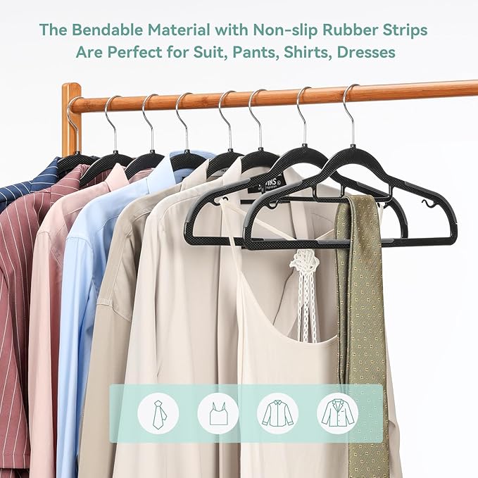 Coat Hangers 50 Pack, Plastic Clothes Hangers Non Slip - Image 3